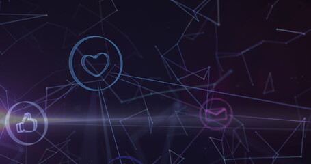 Poster - Image of network of connections over text and data processing