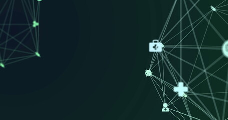 Leinwandbilder - Image of network of connections over dark background