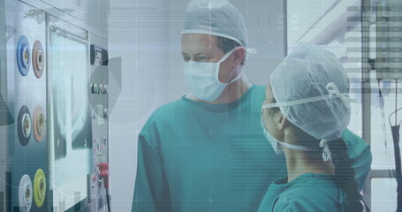 Poster - Image of data processing over diverse surgons inspecting xray