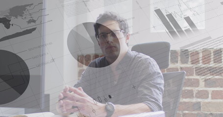 Aufkleber - Image of data processing over caucasian businessman writing