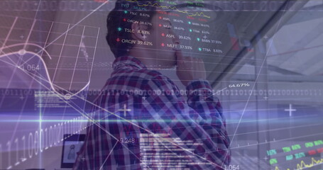 Poster - Image of data processing over caucasian businessman