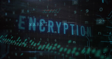 Poster - Encryption text and microprocessor connections against cyber security data processing