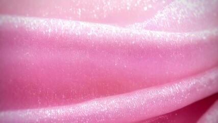 Aufkleber - Abstract animation of a delicate pink fabric with a glossy, shimmering surface. Soft folds create smooth waves and shimmering dots give the image a magical effect. A romantic and dreamy style