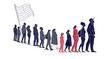 © Jobaida - Group of people standing silhouette vector illustration. people vector illustration on a white background and show the diversity and unity of the group.
