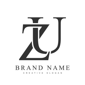 ZU trendy logotype template. Initial letter z and u classic font style. Creative logo for company name or identity.