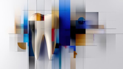 Poster - A creative representation of a tooth integrated with colorful geometric patterns. The artwork blends dental imagery with modern abstract elements, showcasing creativity in design.