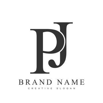 PJ trendy logotype template. Initial letter p and j classic font style. Creative logo for company name or identity.