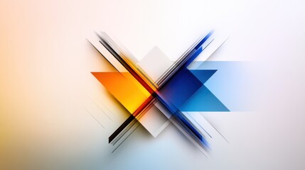 Poster - An abstract art piece features overlapping geometric shapes in vibrant colors. Bold lines intersect and create a sense of movement, showcasing a modern artistic style.