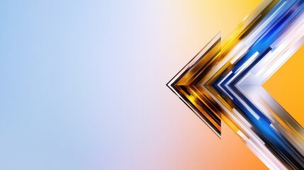 Poster - Vibrant abstract artwork showcases sharp angles and a gradient color palette transitioning from blue to orange, creating a striking visual effect that draws attention.