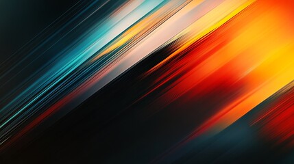 Poster - Abstract Diagonal Lines Dynamic Energy Motion Blurred Background Texture Vivid Red Orange Teal Blue Gradient Design Modern Art Graphic Illustration Digital Painting High Resolution