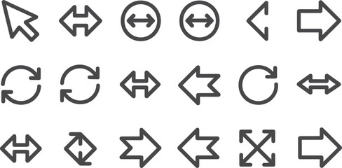 Fototapete - Illustration of various arrow icons pointing in different directions on a white background displaye d
