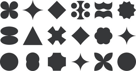 Poster - A collection of geometric shapes arranged in rows and columns on a white background, simple and modern