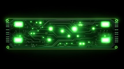 Poster - Abstract Green Circuit Board Technology Background Digital Futuristic Electronic Design Glowing Lines Pattern Modern HighTech Illustration Network Innovation  Digital Art Graphic  