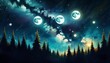 © Dusty - multiple full moons illuminating a dark forest under a starry night sky