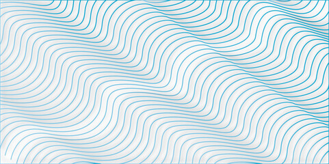 Poster - curved blue lines on a white surface creating a wavy pattern design.