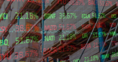 Aufkleber - stock market data processing against warehouse in background