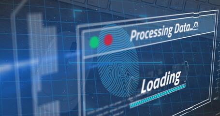 Poster - Image of fingerprint over data processing