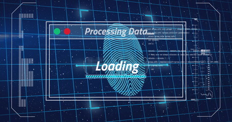 Poster - Image of fingerprint over data processing