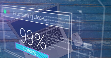 Poster - Image of laptop over data processing