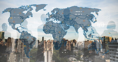 Poster - Image of data processing over city