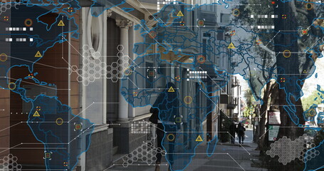 Poster - Image of data processing over city