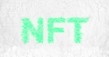 Poster - Image of data processing over nft text