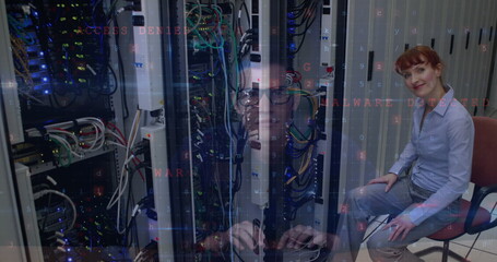 Poster - image of shapes moving over server room