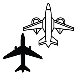 Poster - Airplane flying isolated on white background vector illustration silhouette on white backgrounds 