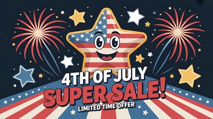 Aufkleber - Fourth of July Sale Design for advertising, banners, leaflets and flyers, Independence day Day sale, holiday banner, festive promotional poster for a 4th of July sale, created with generative ai