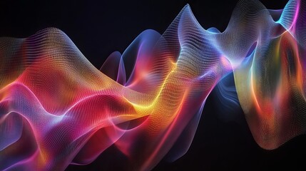 Poster - Abstract Colorful Wave Digital Art Background Design Modern Vibrant Flowing Energy Network Texture Pattern Illustration Graphic Resource Artistic Smooth Elegant Swirling Light Red 