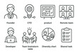 © Roberto - Startup and team outline icons set – simple, organization and collaboration symbols