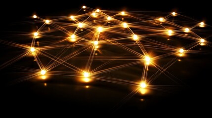 Poster - Abstract Golden Network Connection Digital Art Shiny Lines Elegant Design Modern Technology Background Golden Lights Technology Network Internet Graphic Design Abstract Background 