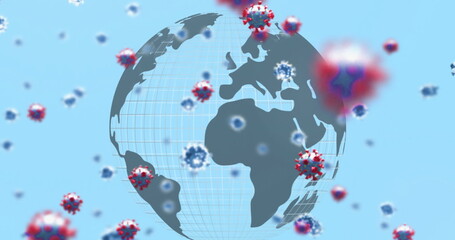 Poster - Image of globe over virus cells