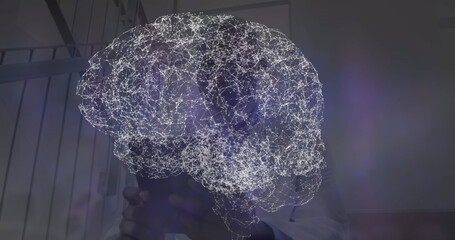Poster - Image of data processing over caucasian male doctor with tablet