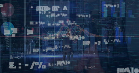 Poster - Image of data processing over caucasian businessman