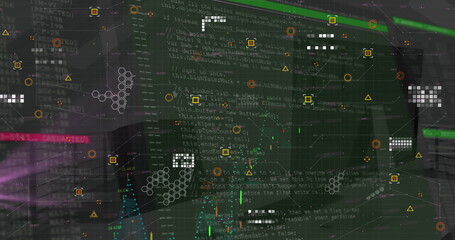 Poster - image of data processing on black background