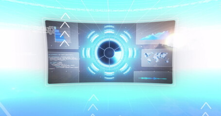 Poster - image of data processing on screen over light blue background