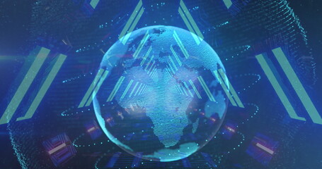 Leinwandbilder - Image of spinning globe over dark background