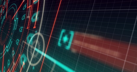 Poster - image of data processing over black background