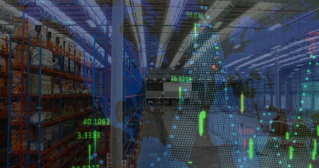 Poster - Image of data processing over empty warehouse