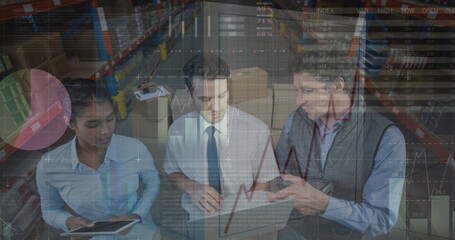 Poster - Image of data processing over diverse workers in warehouse