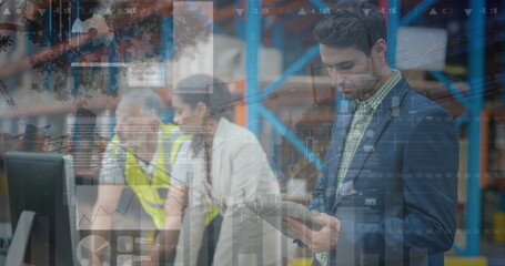 Poster - Image of data processing over diverse workers in warehouse