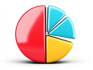 Poster - Colorful Pie Chart Illustration for Business Presentation and Financial Analysis Featuring Red, Blue, and Yellow Segments