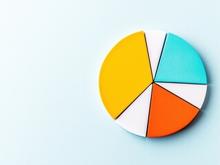 Poster - Colorful Pie Chart Representation on Soft Blue Background Ideal for Business and Education Concepts