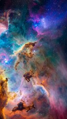 Wall Mural - vibrant colorful nebula formations and cosmic dust clouds in deep outer space of the universe