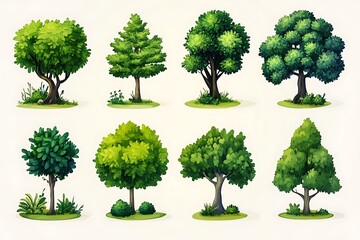 collection of stylized trees