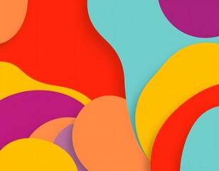Poster - Cheerful Abstract Art, Featuring Bright Colors, And Organic Shapes. Uplifting Visual Design Creates A Positive Impression. Abstract Background, Vibrant Style. Fresh And Cheerful.