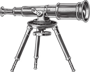 Wall Mural - vintage telescope rests on a sturdy tripod.