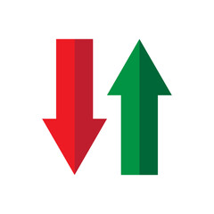 Poster - Arrow direction icon. Red green arrows. Up down movement. Vector indicator shape.