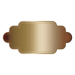 Poster - Golden frame label. Metallic vector shape. Vintage brown tag. Curved classic emblem.